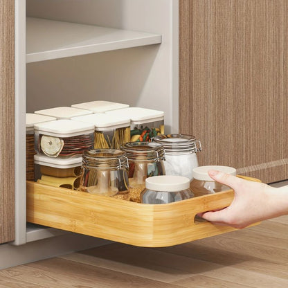 Tiroir de rangement coulissant en bambou