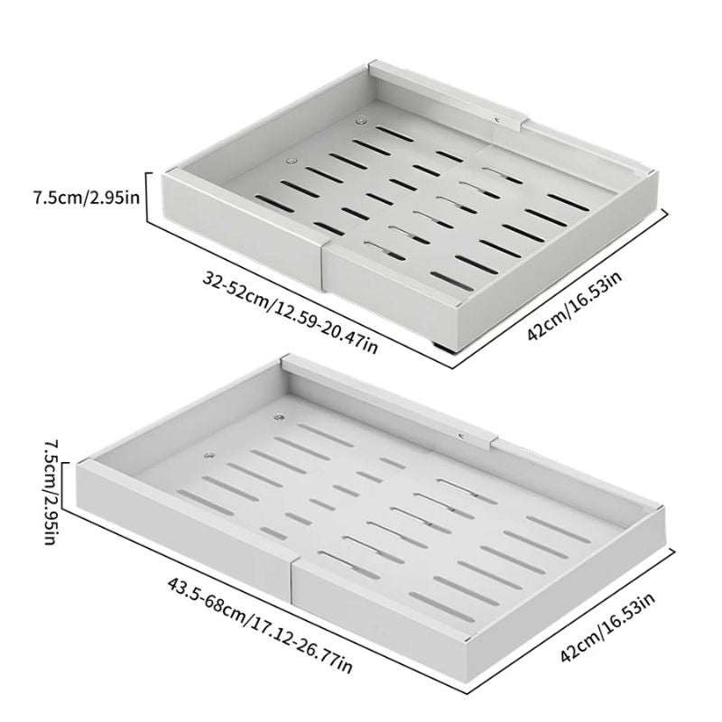 Tiroir de rangement coulissant et extensible en blanc