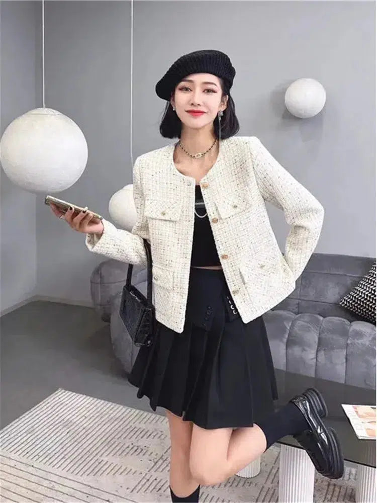 Veste tweed blanc-Old Money