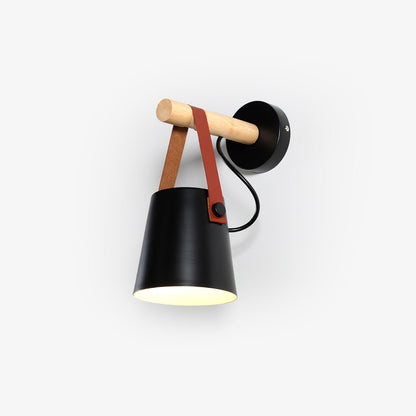 Applique Murale Scandinave en Bois et Cuir – Design Élégant avec Lumière LED Efficace