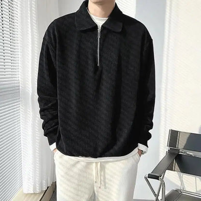 Zip polo long sleeve-Old Money