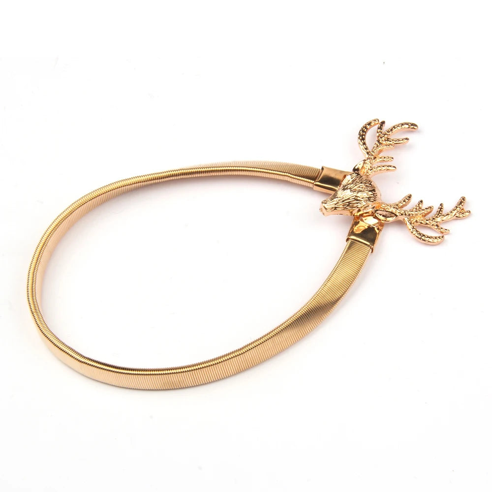 Accroche Rideau Luxueuse avec Tête de Cerf en Alliage d'Aluminium sur fond blanc