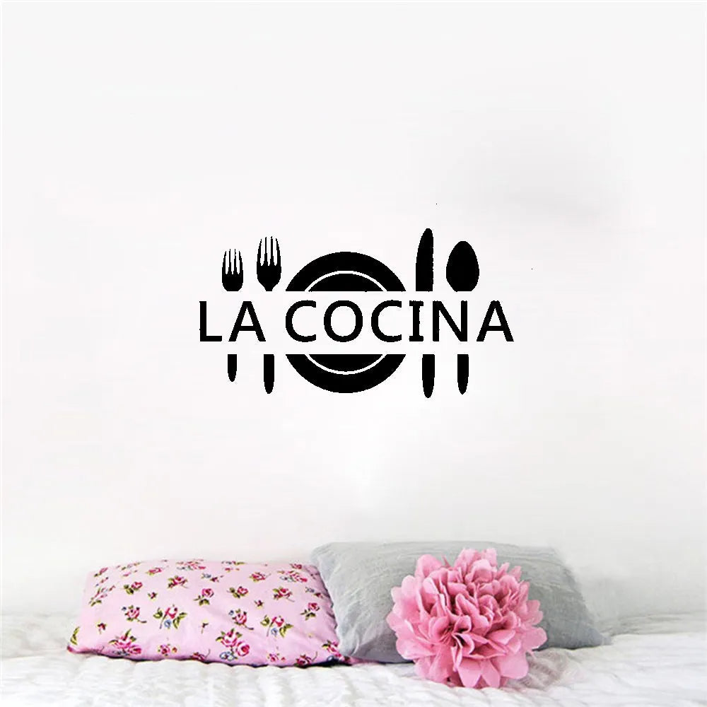 Adhésif Mural Noir en Vinyle avec Inscription La Cocina