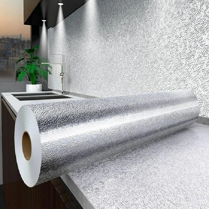 Adhésif Plan de Travail avec des Motifs et une Feuille d'Aluminium