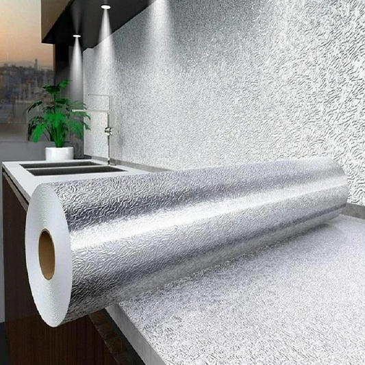 Adhésif Plan de Travail avec des Motifs et une Feuille d'Aluminium