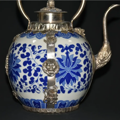 Ancienne Théière en Porcelaine Bleu