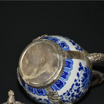 Ancienne Théière en Porcelaine Bleu