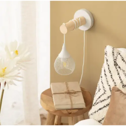 Applique Murale en Bois et Métal - Élégance & Design Blanc