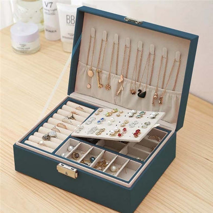 Boîte à bijoux en cuir avec serrure