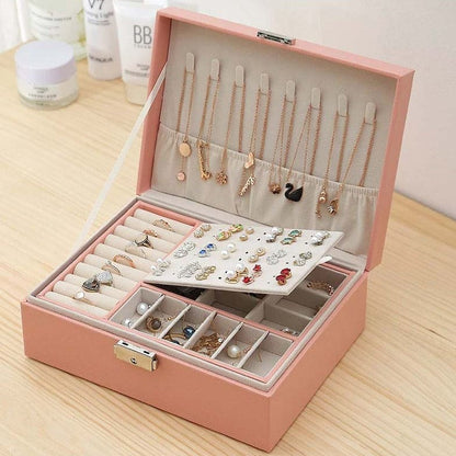 Boîte à bijoux en cuir avec serrure