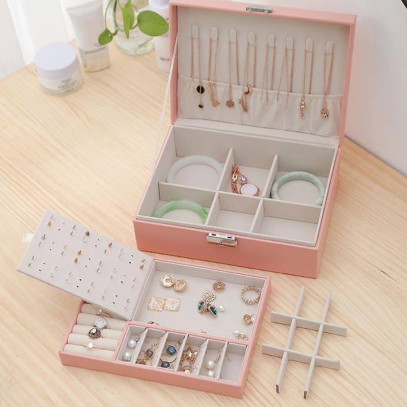 Boîte à bijoux en cuir avec serrure