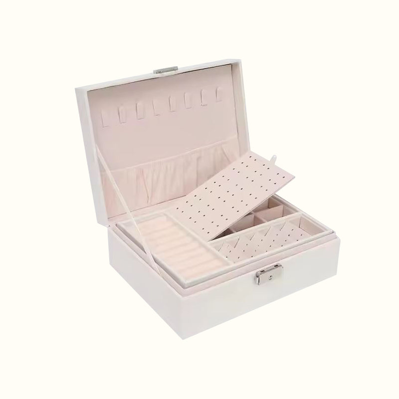 Boite à bijoux blanche en cuir