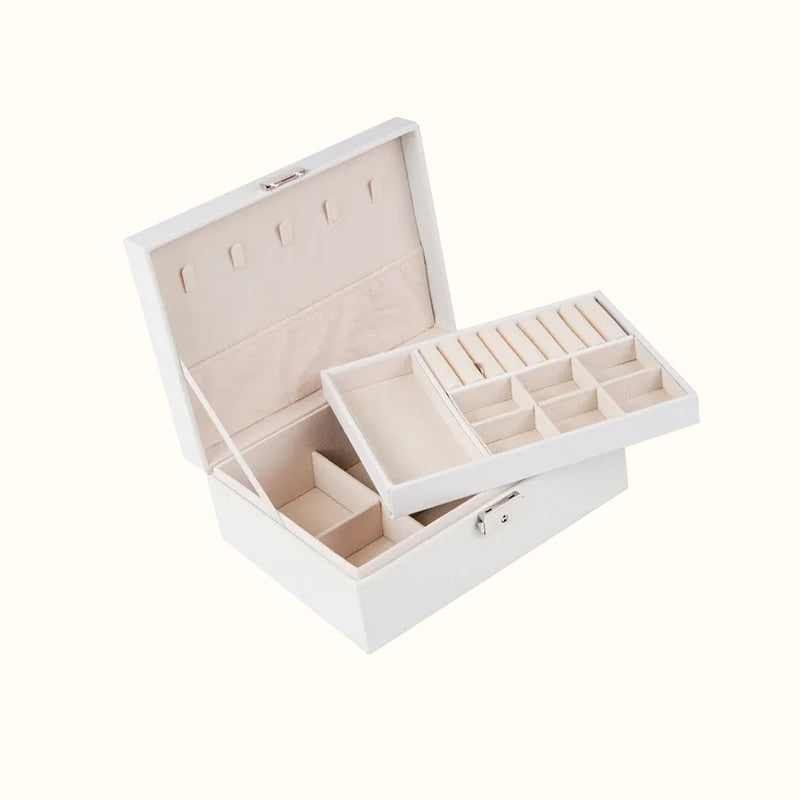 Boite à bijoux blanche en cuir