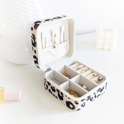 Boîte à bijoux de voyage motif léopard
