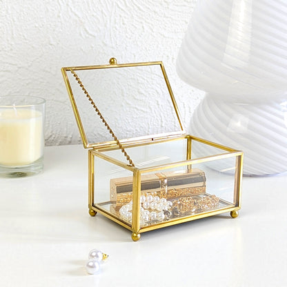 Boîte à bijoux en verre et laiton romantique