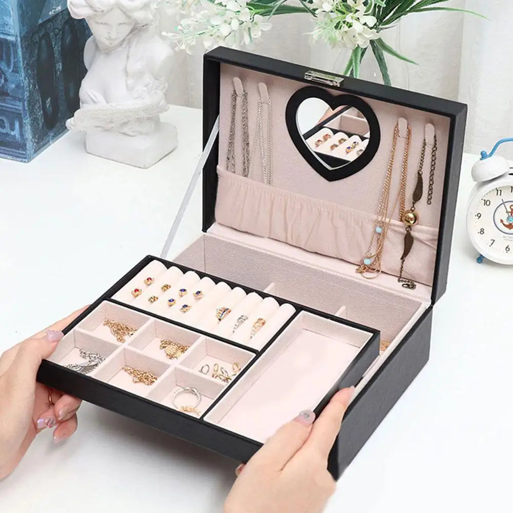 Boîte à bijoux avec miroir cœur