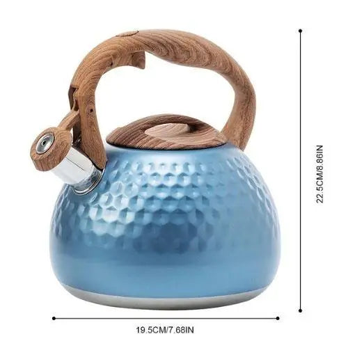 Bouilloire Bleu Vintage Manche en bois