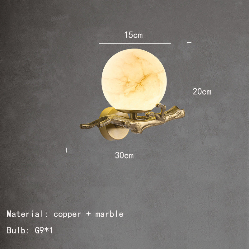 Applique Murale Design Moderne en Marbre et Cuivre – Éclairage LED pour Salon et Chambre