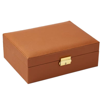 Coffret à bijoux élégant en cuir marron