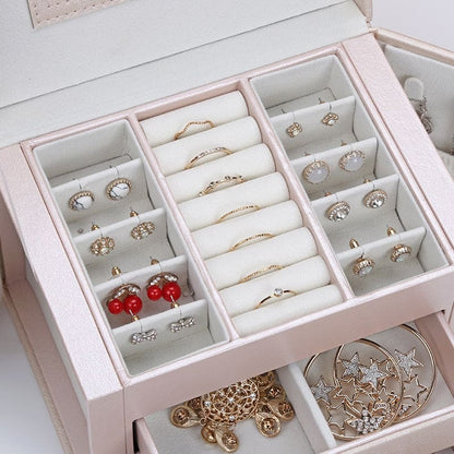 Coffret à bijoux en cuir avec miroir