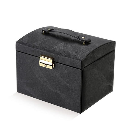 Coffret à bijoux en cuir avec miroir