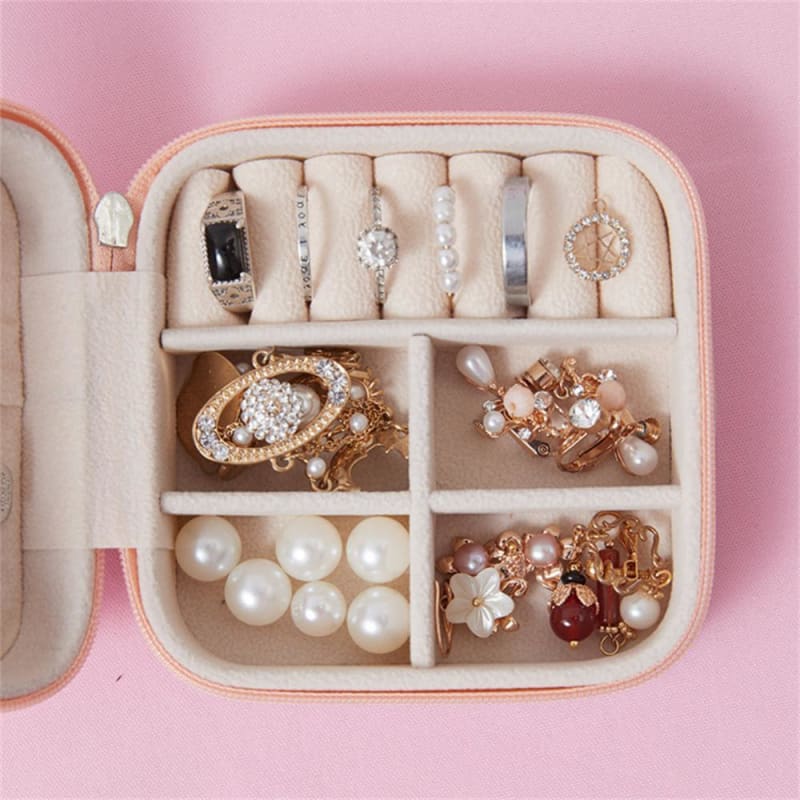 Étui de voyage à bijoux carré en cuir