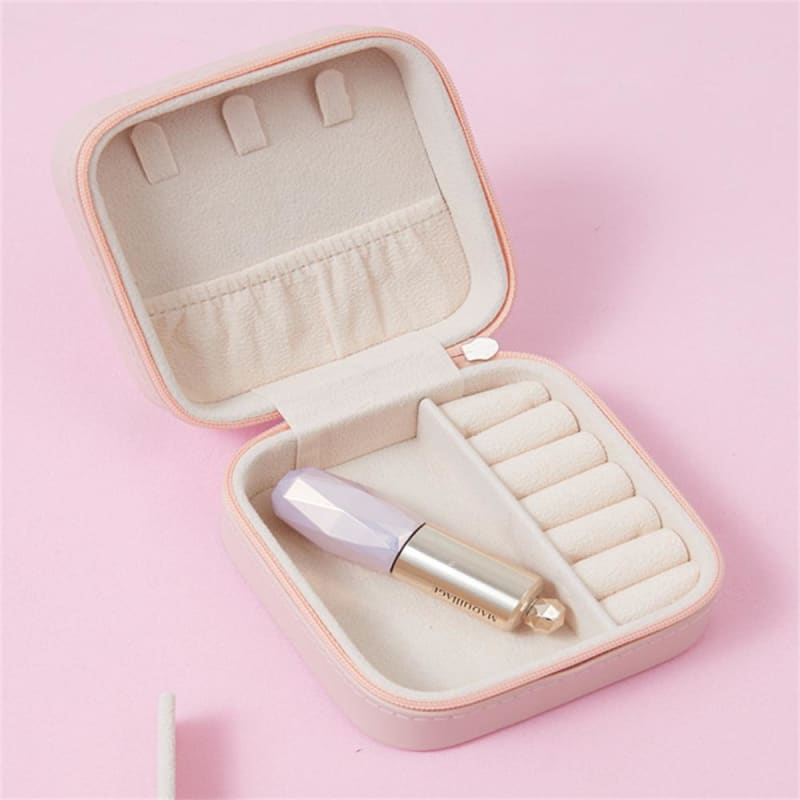 Étui de voyage à bijoux carré en cuir