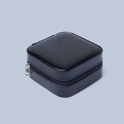 Étui de voyage à bijoux carré en cuir