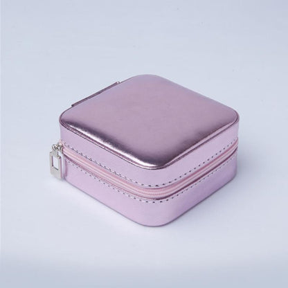 Étui de voyage à bijoux carré en cuir