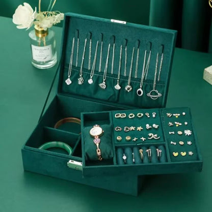 Grande boîte à bijoux en velours avec serrure