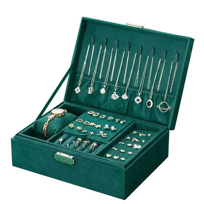 Grande boîte à bijoux en velours avec serrure