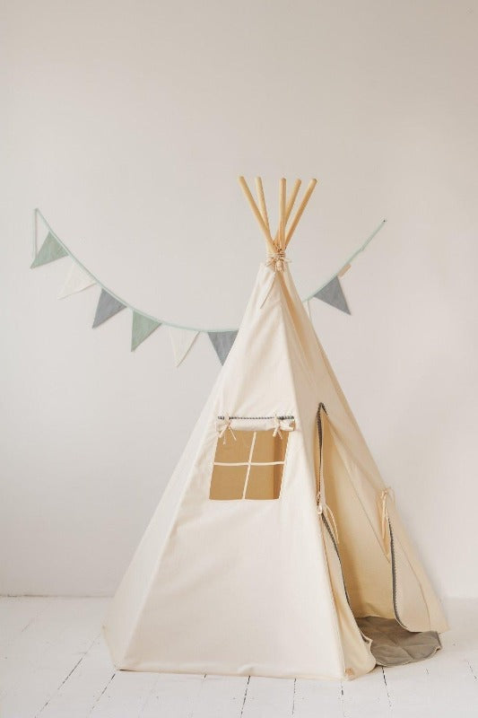 Tipi Enfant « Pompons Gris »