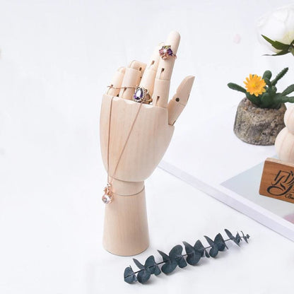 Main articulée en bois porte bijoux