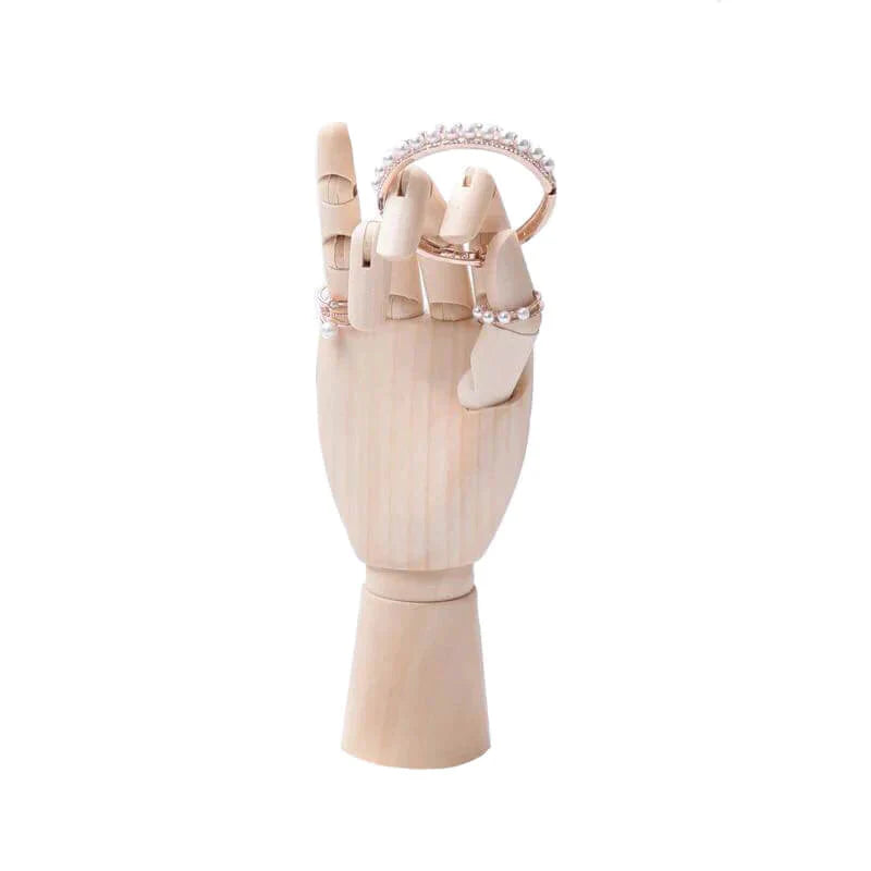 Main articulée en bois porte bijoux