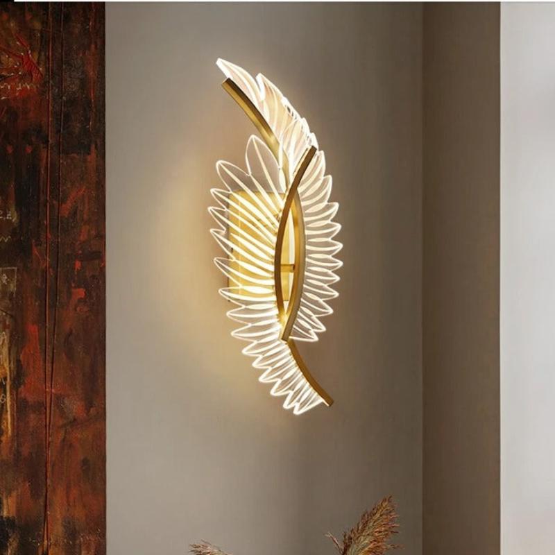 applique murale plume design en verre