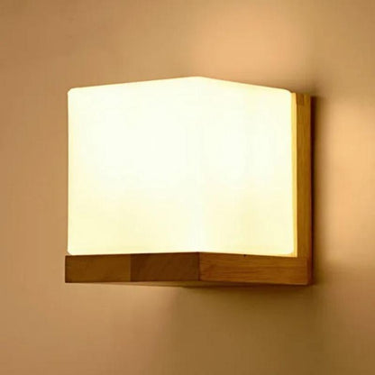 applique murale cube led en bois