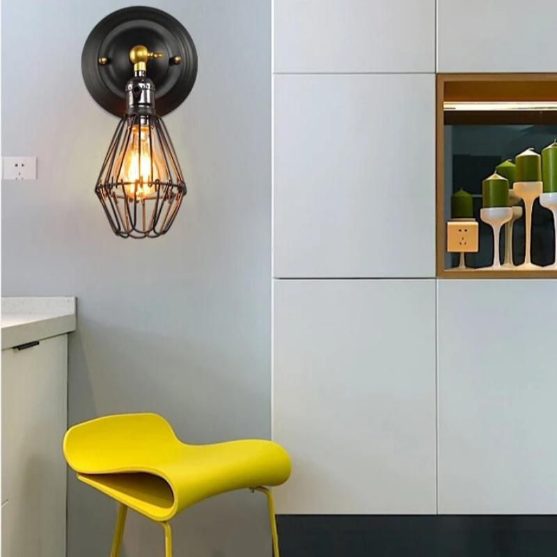 applique murale cage oiseau noir