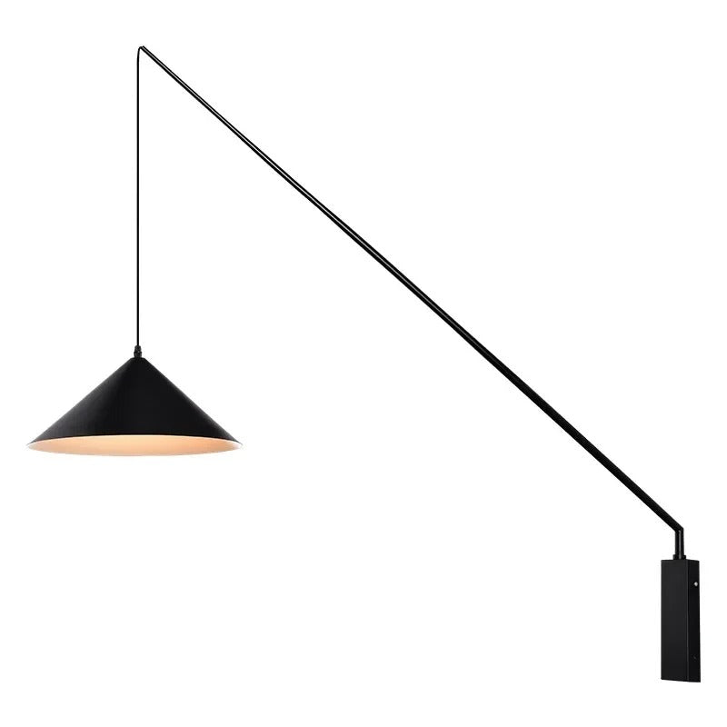 applique murale industrielle longue tige noire