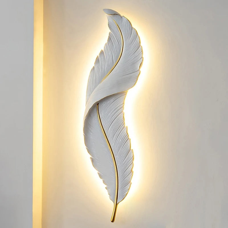applique murale plume blanche design