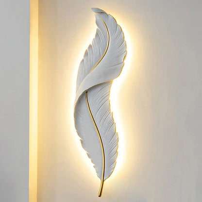 applique murale plume blanche design