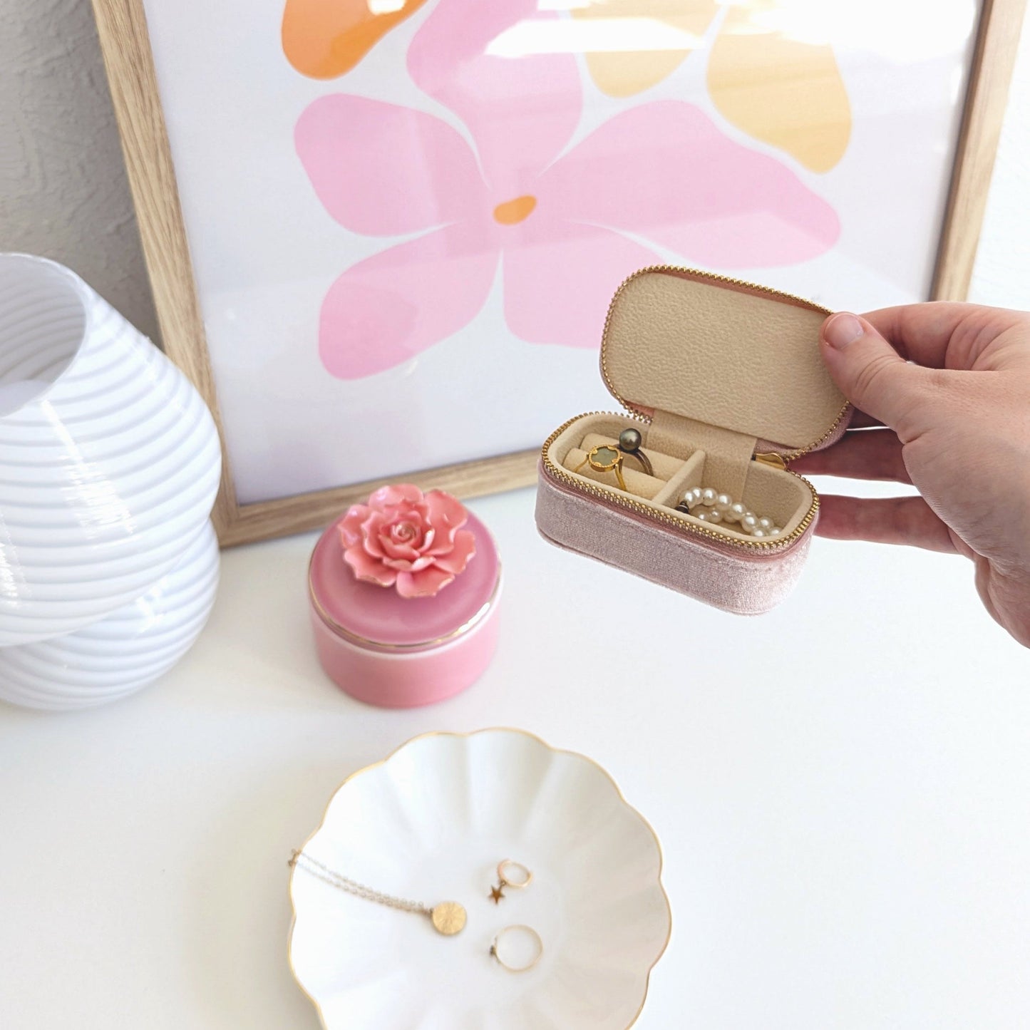 Mini trousse à bijoux en velours pour voyage