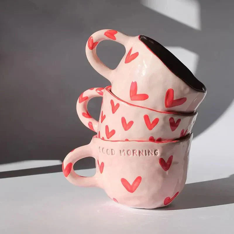 Tasse Céramique HeartSip – Motif Cœur, Design Romantique, 220 ml, Porcelaine Écologique