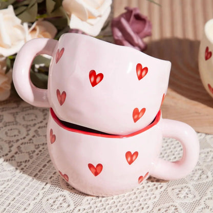 Tasse Céramique HeartSip – Motif Cœur, Design Romantique, 220 ml, Porcelaine Écologique