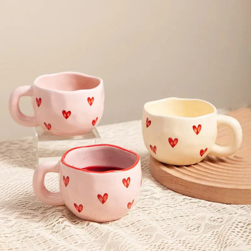 Tasse Céramique HeartSip – Motif Cœur, Design Romantique, 220 ml, Porcelaine Écologique