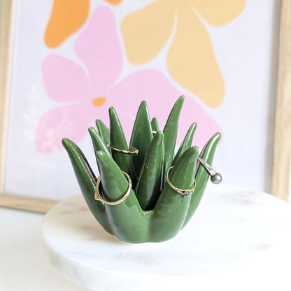 Porte-bagues aloe vera en céramique
