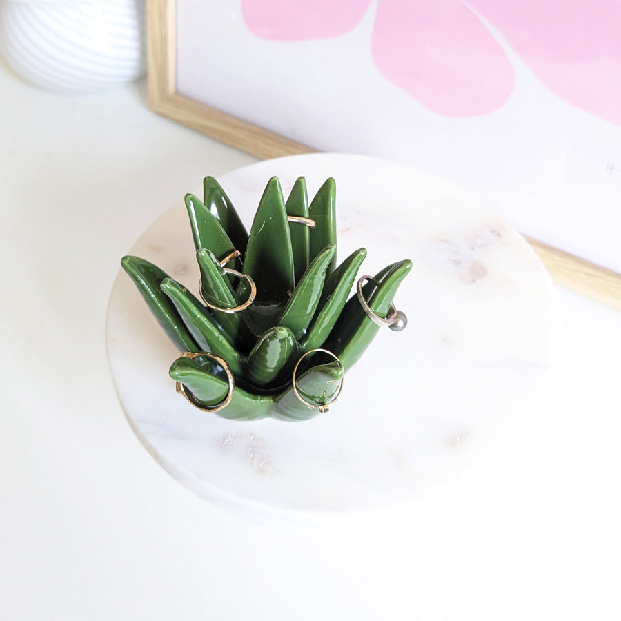 Porte-bagues aloe vera en céramique