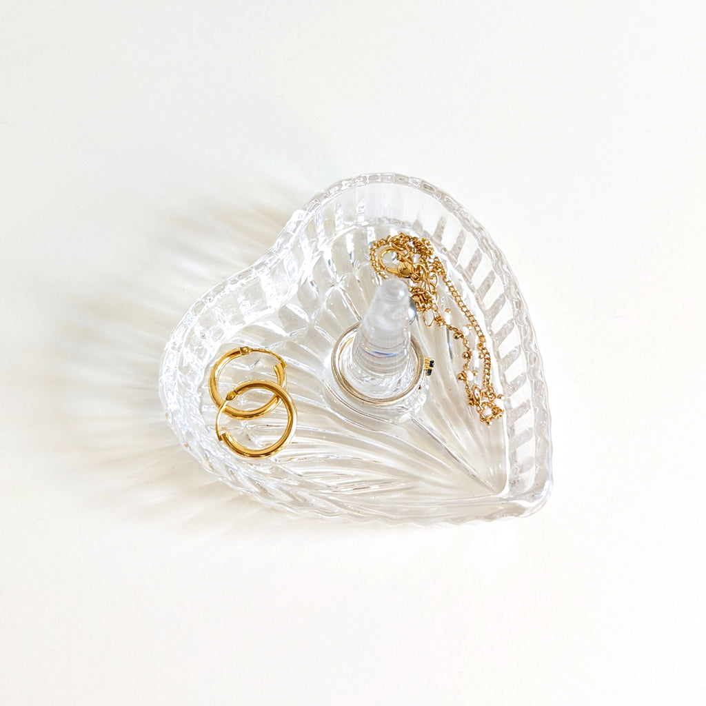 Porte-bagues cœur en verre