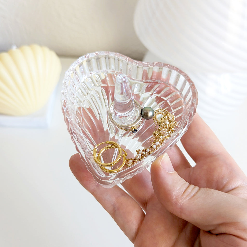 Porte-bagues cœur en verre