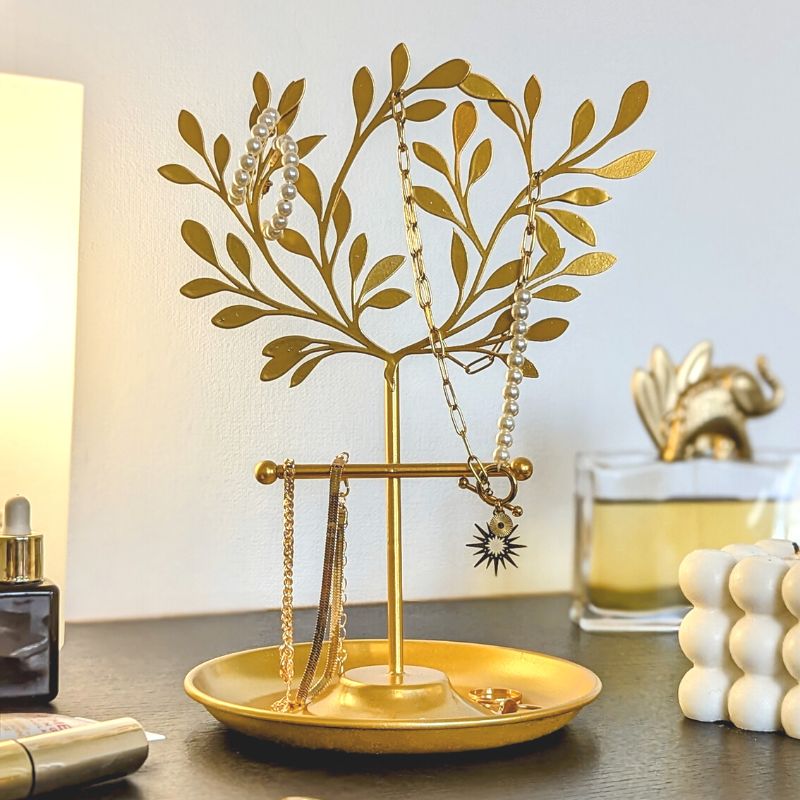 Porte bijoux arbre doré en métal