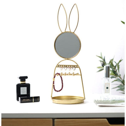 Porte bijoux lapin doré avec miroir